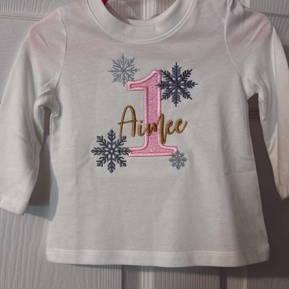 Cat & Jack White Long Sleeve Shirt with Pink and Gold Details